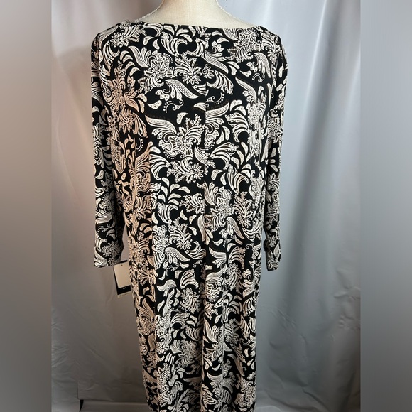 Perceptions New York Elegant Black and White Paisley Dress - Picture 1 of 8